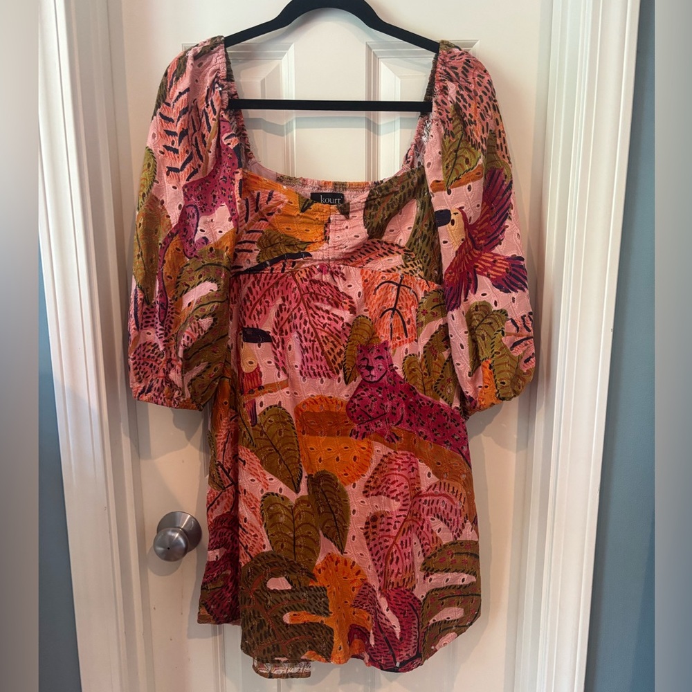 Kourt Few Moda Robbie Palm Print Eyelet Dress - Picture 6 of 13